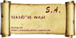 Siklódi Antal névjegykártya